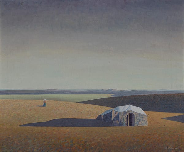 Bir Alamanci karisinin arkaik yalnizligi, tuval üzeri yagliboya, 44x54 cm, 1987